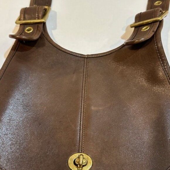 Vintage Coach Crescent Saddle Bag with Brass Hardware - Picture 3 of 10
